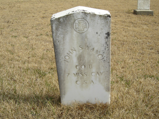 The grave of John S. Yancy in Rucker Cemetery, Tippah County, Mississippi - www.findagrave.com